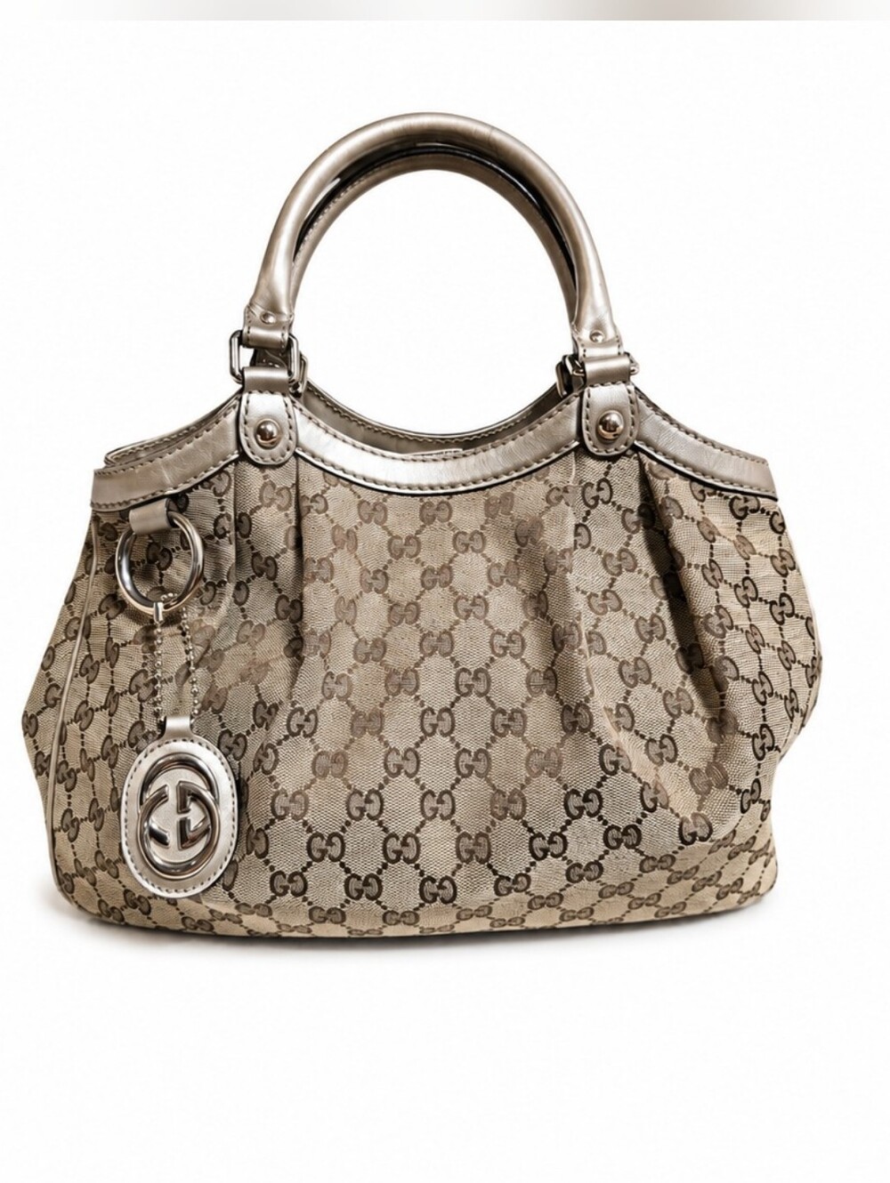 Gucci Beige/Gold GG Canvas Medium Sukey Tote